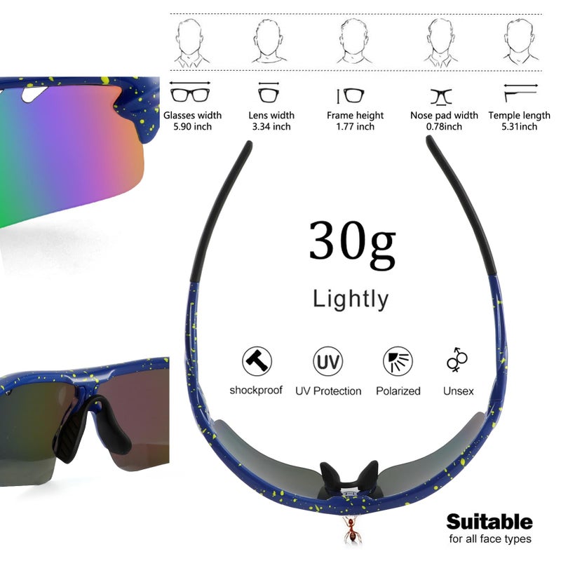 BangLong Polarized Sports Sunglasses Cycling Sun Glasses for Men Women with 5 Interchangeable Lenes for Running Baseball Golf - Image 3