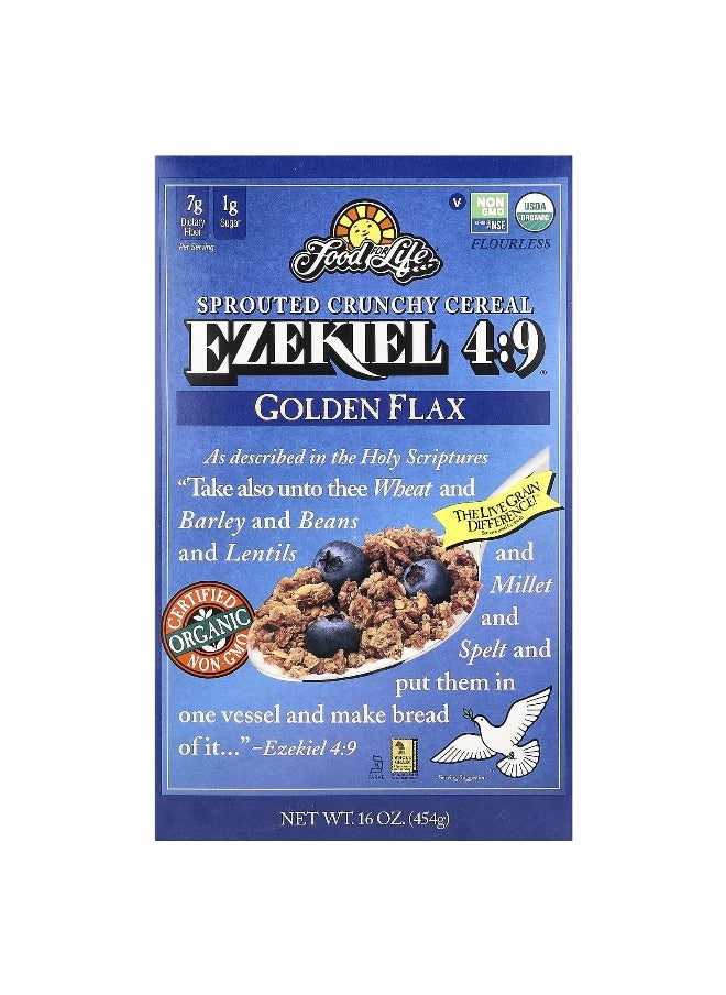 Food For Life Food For Life, Ezekiel 4:9® Sprouted Crunchy Cereal, Golden Flax, 16 oz (454 g)  - Image 1
