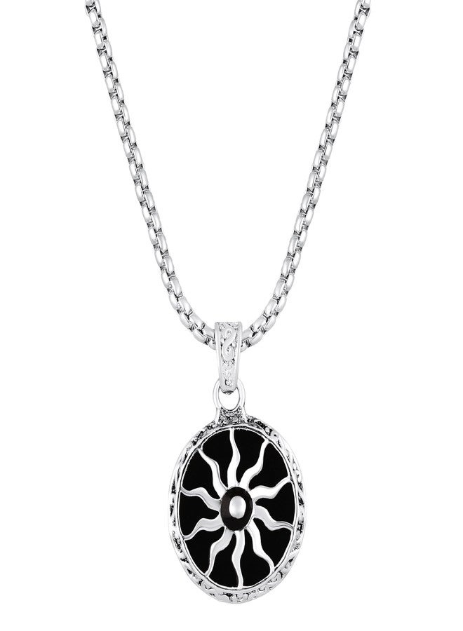 Mahi Black Meenakari Work Sun Pendant Locket Necklace for Men and Women (PS1101908R) - Image 1
