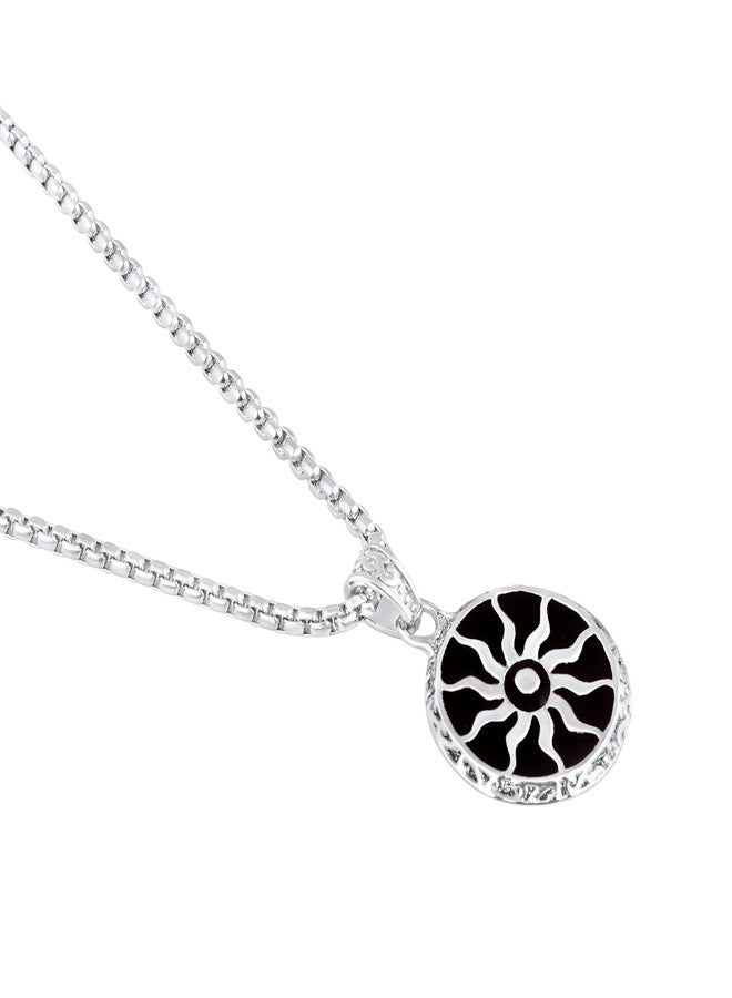 Mahi Black Meenakari Work Sun Pendant Locket Necklace for Men and Women (PS1101908R) - Image 4
