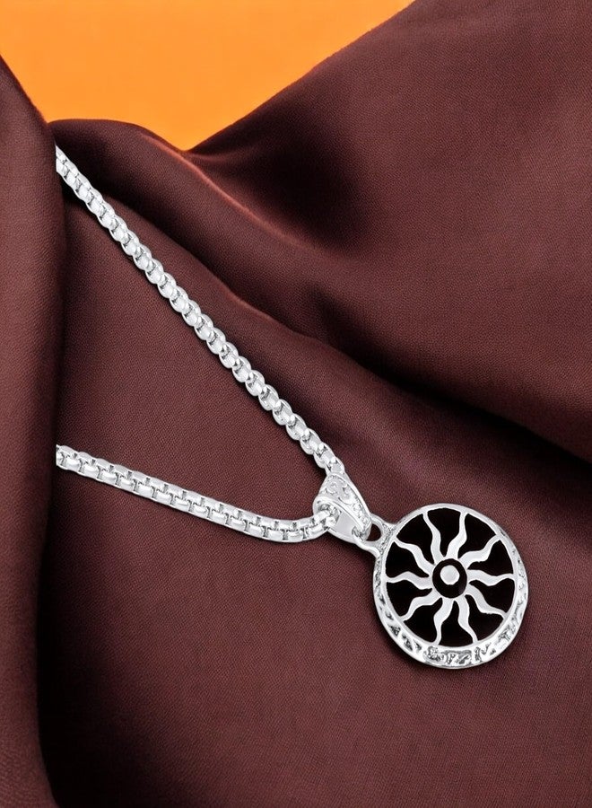 Mahi Black Meenakari Work Sun Pendant Locket Necklace for Men and Women (PS1101908R) - Image 3