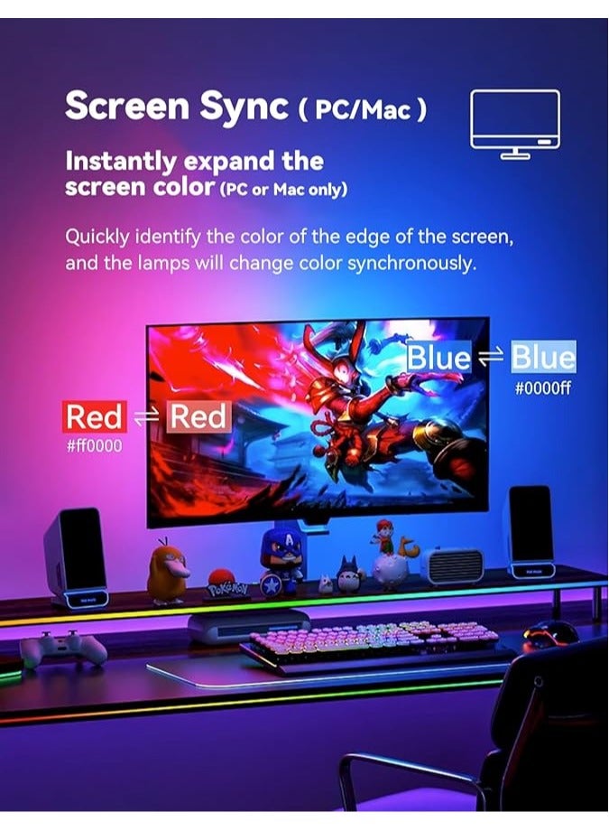 Monitor LED Backlights，LED Strip Lights That Sync with Screen Color or Music,Computer Light Bar Behind Monitor，LEDs for Desk Gaming，USB Interface，Software Control (27 inch)  - Image 5