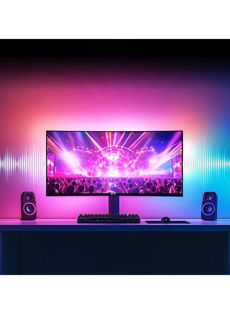 Monitor LED Backlights，LED Strip Lights That Sync with Screen Color or Music,Computer Light Bar Behind Monitor，LEDs for Desk Gaming，USB Interface，Software Control (27 inch)  - Image 4