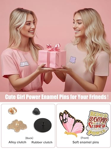 SINCCO 20 Pcs Girl Power Enamel Pins Bulk, Cute Backpack Pins Aesthetic Hat Lapel Pins for Backpacks, Funny Enamel Brooch Pin Set for Women, Girls, Bags, Lanyards - Image 2