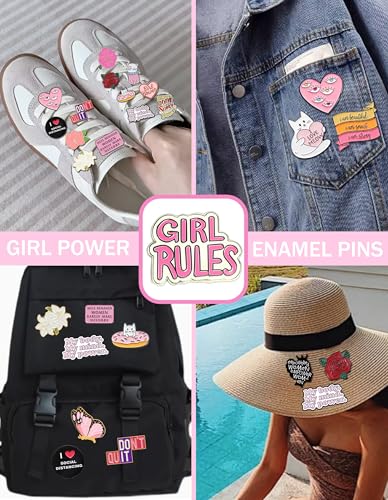 SINCCO 20 Pcs Girl Power Enamel Pins Bulk, Cute Backpack Pins Aesthetic Hat Lapel Pins for Backpacks, Funny Enamel Brooch Pin Set for Women, Girls, Bags, Lanyards - Image 4