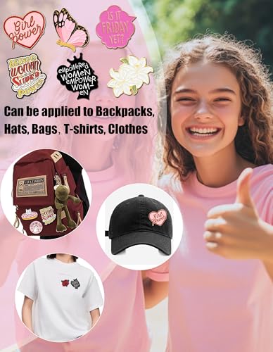 SINCCO 20 Pcs Girl Power Enamel Pins Bulk, Cute Backpack Pins Aesthetic Hat Lapel Pins for Backpacks, Funny Enamel Brooch Pin Set for Women, Girls, Bags, Lanyards - Image 3