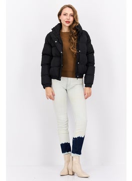 BRAVE SOUL Women Quilted Puffer Jacket, Black  - Image 4