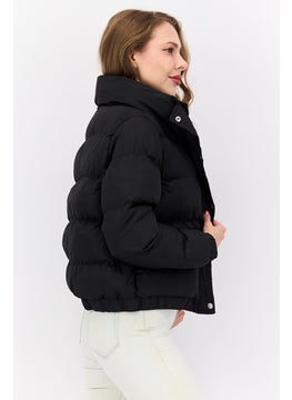 BRAVE SOUL Women Quilted Puffer Jacket, Black  - Image 2