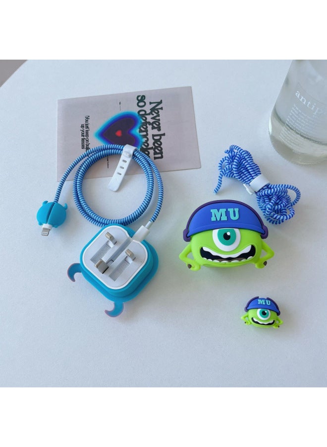 2024 Cartoon British Rules 20W Fast Charging Head Protective Cover For Apple 20WPD Charger Folding Three-plug-Specifications:Little Devil 4-piece Set - Image 3