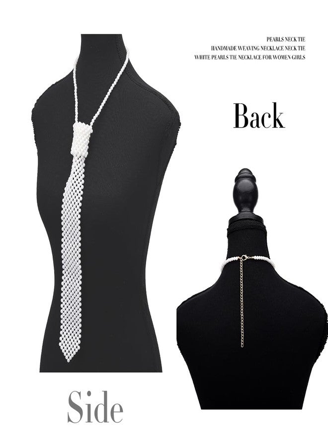 Bmirth Pearl Neck Tie White Pearls Tie Necklace Long Pearl Necklace Body Jewelry for Women - Image 3
