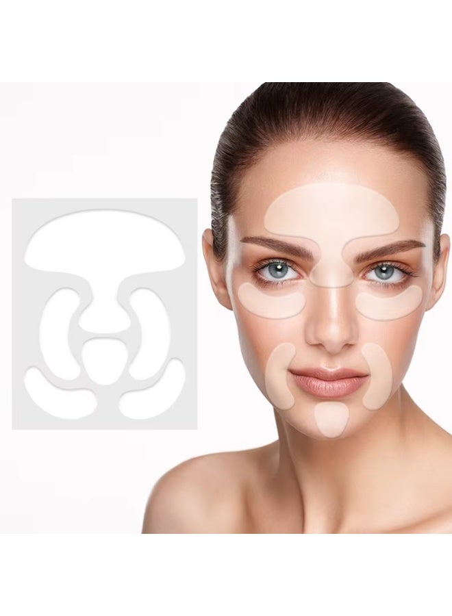 مجموعة من 6 قطع من أربطة تدريب العناية بالوجه، نظام لتحديد الفك والذقن المزدوجة مع لصقات محمولة لشد الوجه، أدوات للعناية بالبشرة معززة للكولاجين للرجال والنساء، مجموعة تمارين الوجه المناسبة للبشرة الحساسة ذات اللون البيج - Image 1