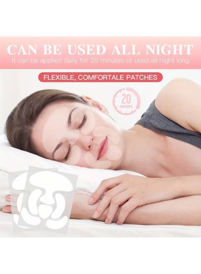 مجموعة من 6 قطع من أربطة تدريب العناية بالوجه، نظام لتحديد الفك والذقن المزدوجة مع لصقات محمولة لشد الوجه، أدوات للعناية بالبشرة معززة للكولاجين للرجال والنساء، مجموعة تمارين الوجه المناسبة للبشرة الحساسة ذات اللون البيج - Image 4