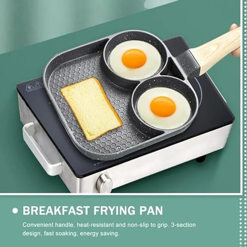 JUGTE Frying Pan Nonstick Pancake Pans 3-Cups Cookware Pancake, Omelette Pan,Idli Non Stick Plat Harmless with Handle for Electric Stove for Kitchen for Induction Cooker (Grey) - Image 3