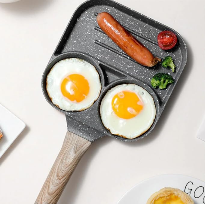 JUGTE Frying Pan Nonstick Pancake Pans 3-Cups Cookware Pancake, Omelette Pan,Idli Non Stick Plat Harmless with Handle for Electric Stove for Kitchen for Induction Cooker (Grey) - Image 1