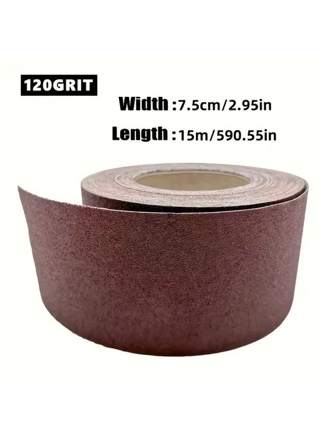 120 حبيبات ورق صنفرة أكسيد الألومنيوم لفة 2 95 بوصة × 590 55 بوصة للمعادن الخشب - Image 1
