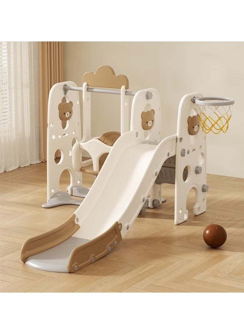 فول جوي جموعة زحليقة وأرجوحة مع حلقة كرة سلة 3*1 للأطفال،مجموعة ملعب داخلي وخارجي للأطفال الصغار،مجموعة ألعاب تسلق للأطفال - Image 2