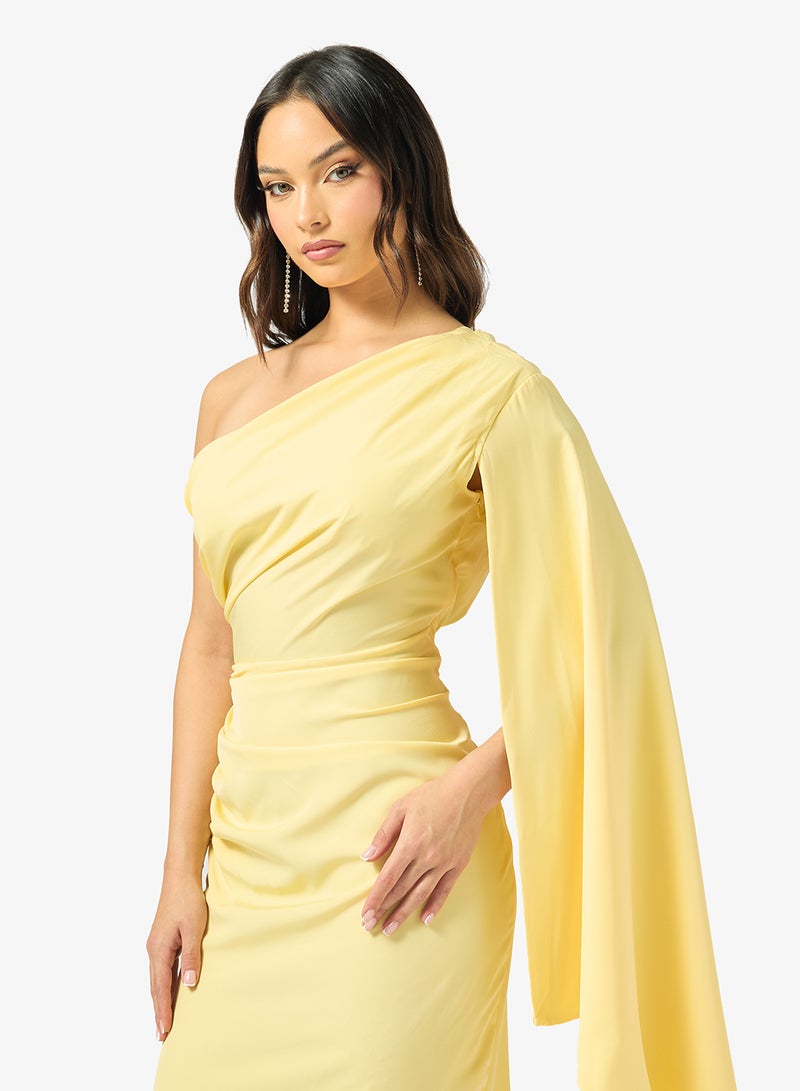 جينجر فستان ضيق بكتف واحد وكسرات - Image 3