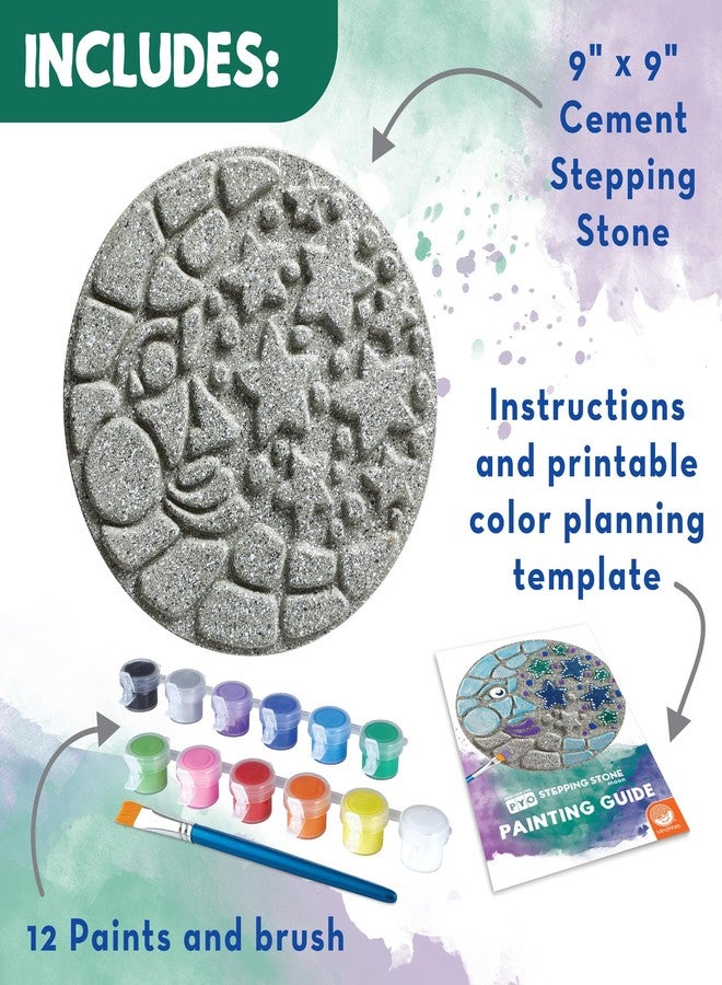 MindWare Paint Your Own Stepping Stone Kit - Mosaic Moon and Stars - Kits Include Paint and Brushes - - Image 2