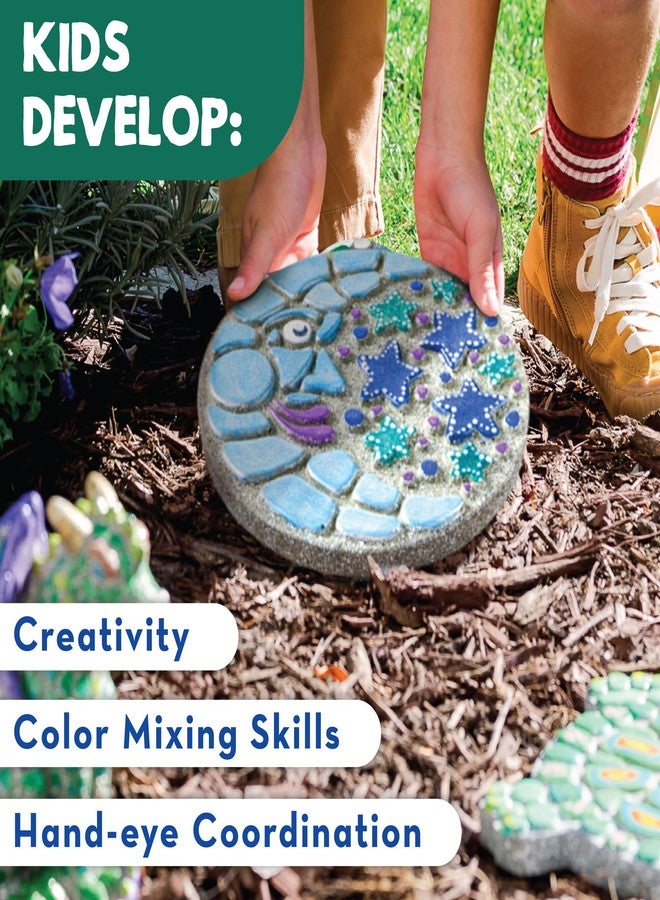 MindWare Paint Your Own Stepping Stone Kit - Mosaic Moon and Stars - Kits Include Paint and Brushes - - Image 4