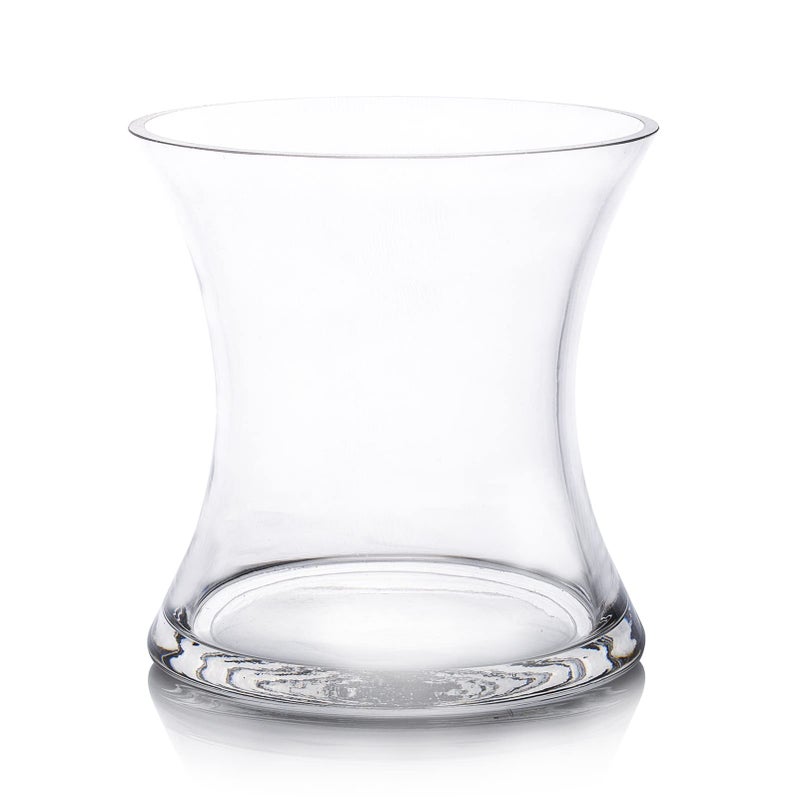 ENOVA FLORAL Enova Floral Unique Bouquet Vase 55 W 6 H Clear Short Hurricane Concaved Glass Flowers Vase for Home Wedding Event Decor 1 Piece