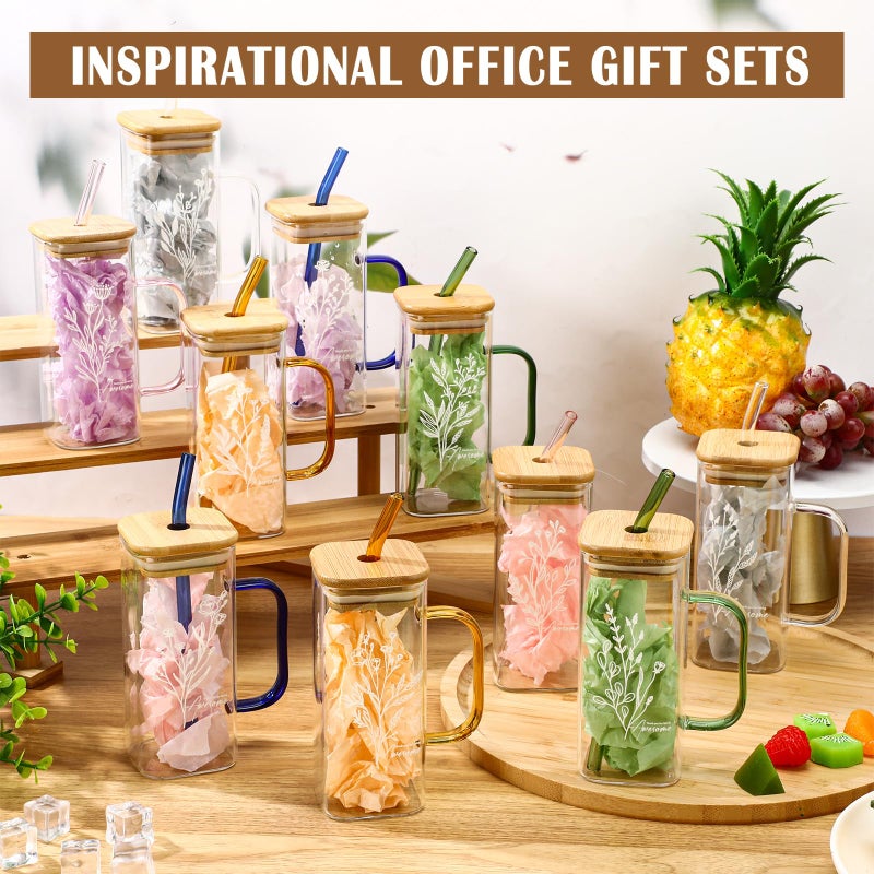 Singhoow 10 Pcs Valentine's Day Thank You Glass Cups 13.5 oz Team Appreciation Cups for Employee with Handle Lid Thank You for Being Awesome Drinking Tumbler for Office Staff Coworker (Awesome Style) - Image 5
