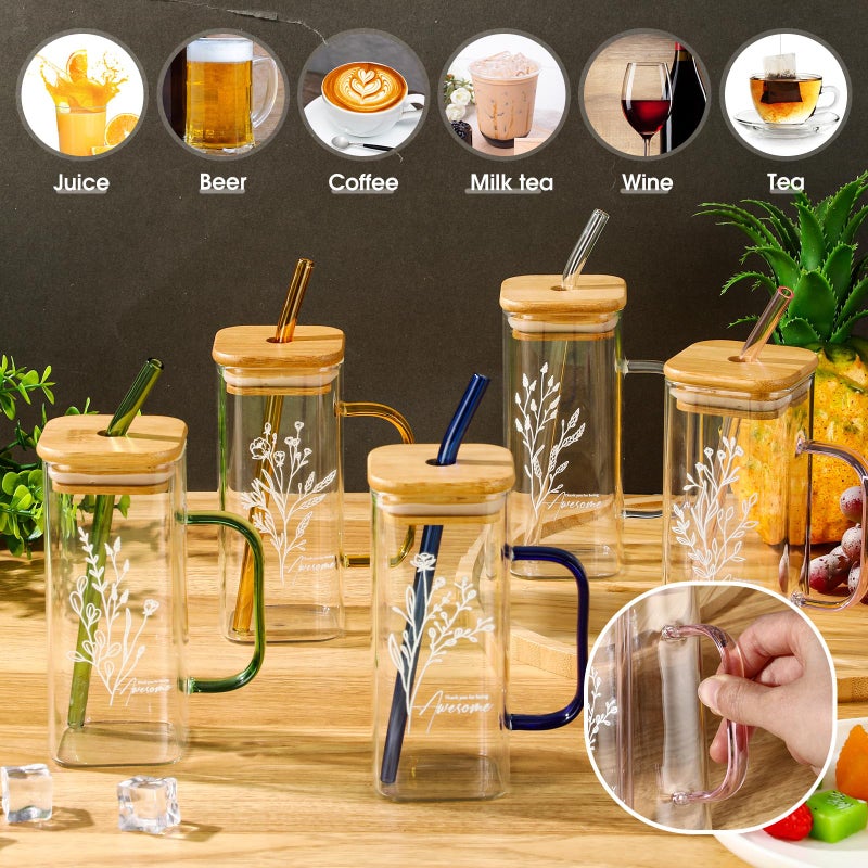 Singhoow 10 Pcs Valentine's Day Thank You Glass Cups 13.5 oz Team Appreciation Cups for Employee with Handle Lid Thank You for Being Awesome Drinking Tumbler for Office Staff Coworker (Awesome Style) - Image 4