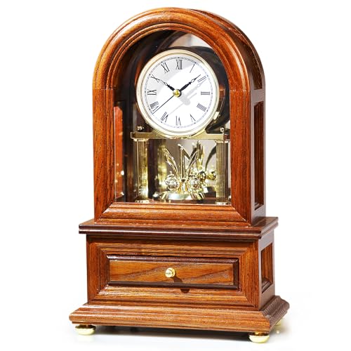 AYRELY® Wooden Table Anniversary Clock, Antique Shelf Clocks, Revolving Pendulum Mantel Clocks, Desk Grandfather Clock for Living Room, Home Decor Gift - Image 1