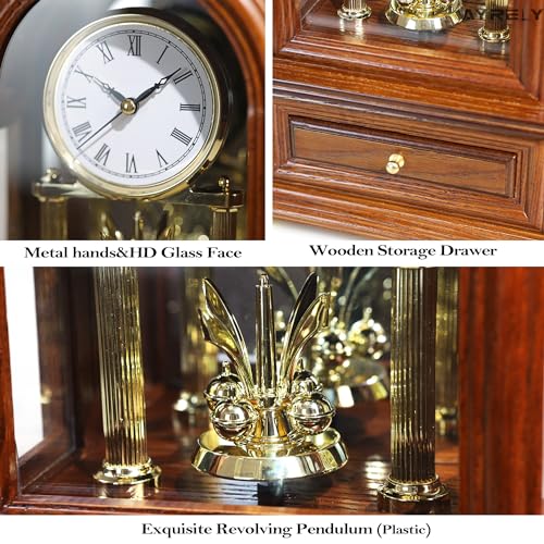AYRELY® Wooden Table Anniversary Clock, Antique Shelf Clocks, Revolving Pendulum Mantel Clocks, Desk Grandfather Clock for Living Room, Home Decor Gift - Image 5
