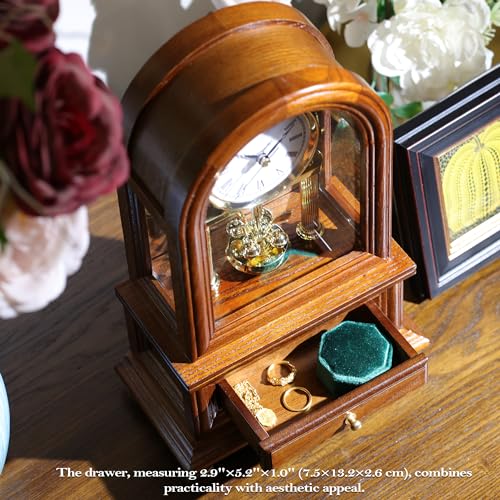 AYRELY® Wooden Table Anniversary Clock, Antique Shelf Clocks, Revolving Pendulum Mantel Clocks, Desk Grandfather Clock for Living Room, Home Decor Gift - Image 4