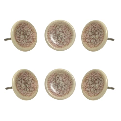 Perilla Home Set of 6 Pink Sofia Ceramic Door Knob for Kitchen Cabinets Decorative Ceramic Handles and Pull Knob for Dresser Drawer Living Room Kitchen Bathroom Closet Cupboard Furniture - Image 1