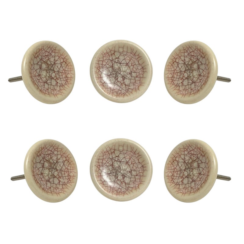 Perilla Home Set of 6 Pink Sofia Ceramic Door Knob for Kitchen Cabinets Decorative Ceramic Handles and Pull Knob for Dresser Drawer Living Room Kitchen Bathroom Closet Cupboard Furniture - Image 2