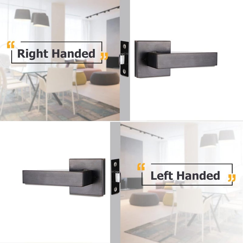 Azdele Bronze Front Door Handle Set, Oil Bronze Entry Door Handle Set with Door Lever Reversible for Right and Left Handed Doors, Venetian Bronze Door Handle with Lower Half Lever - Image 5
