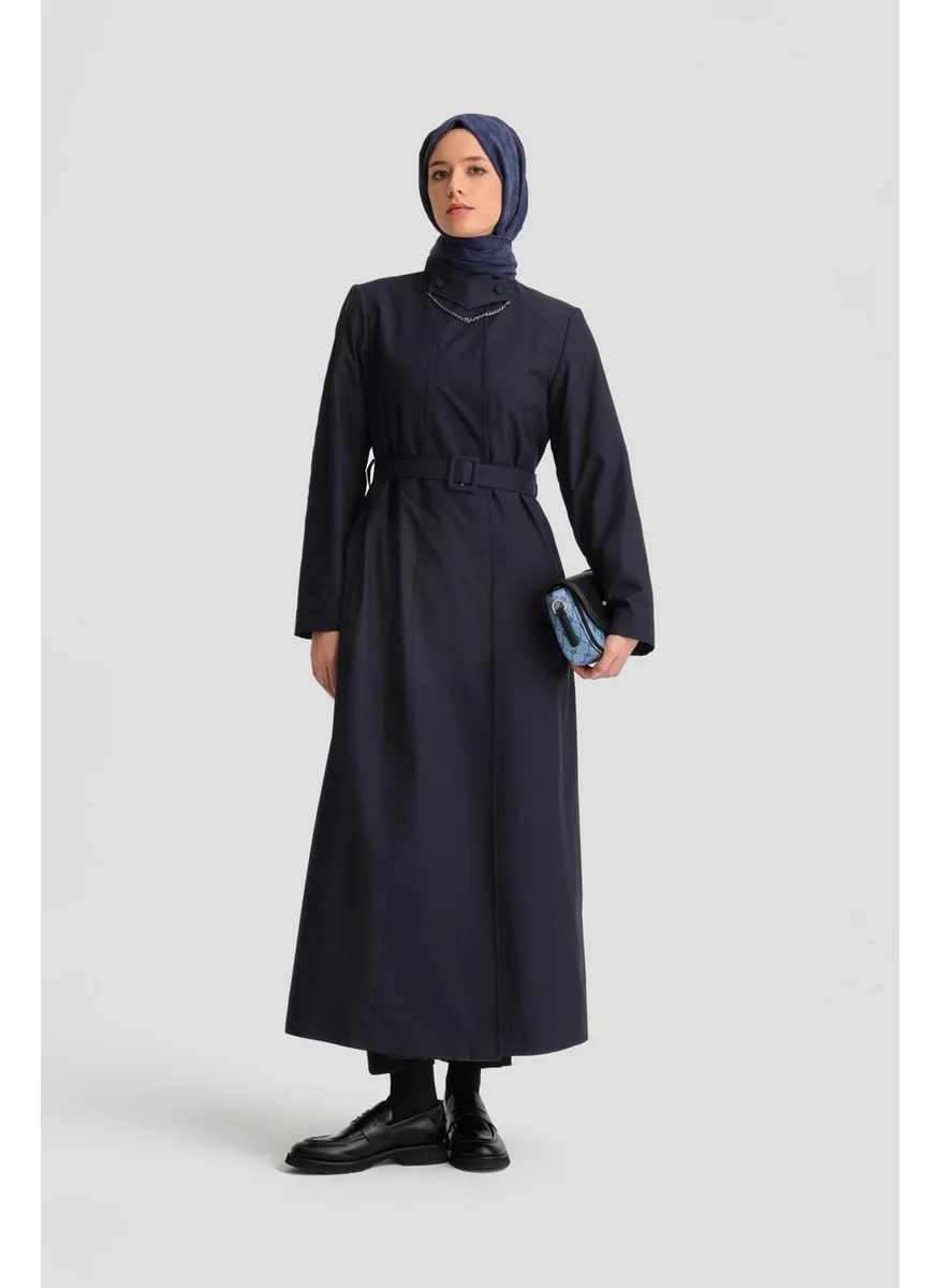 ARMINE Removable Chain Collar Waterproof Coat 24K8008 Navy Blue