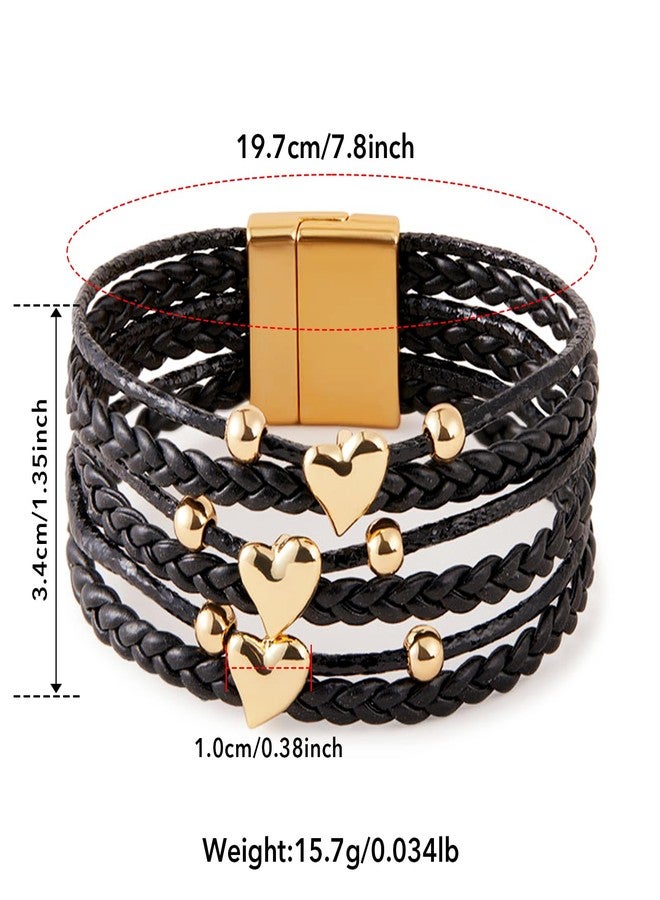 KOLODOGO Boho Leather Cuff Bracelets for Women Gold Bead Bracelets Stackable Clasp Bracelets for Women as Jewelry Gift - Image 4