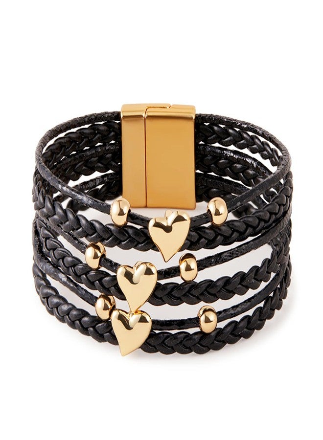 KOLODOGO Boho Leather Cuff Bracelets for Women Gold Bead Bracelets Stackable Clasp Bracelets for Women as Jewelry Gift - Image 1