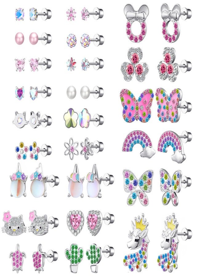 Tamhoo 24 Pairs Surgical Steel Flat Back Earrings for Women and Girls -Secure and Comfortable Screwback Earrings with Diverse Designs, Perfect for Multiple Piercings and Everyday Wear (Style A) - Image 1
