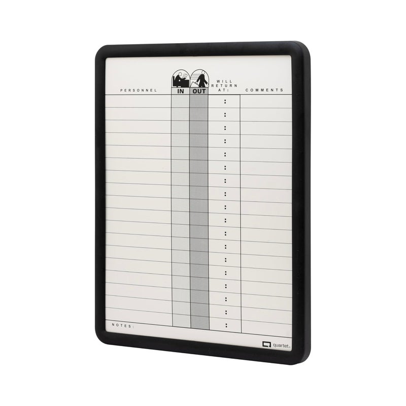 Quartet In/Out Board, 11" x 14", DuraMax Porcelain, In and Out Board, 18 Names, Classic Gray, Black Frame (750) - Image 2