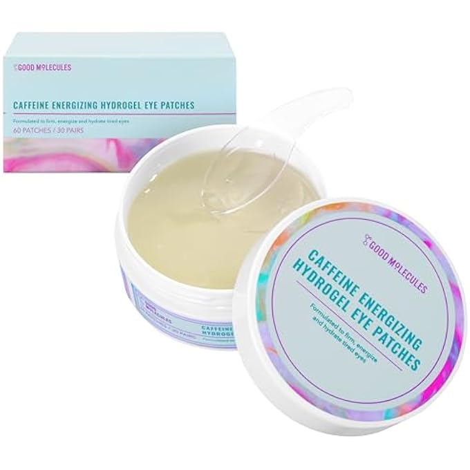 Good Molecules Caffeine Energizing Hydrogel Eye Patches 30 Pairs! Formulated with Caffeine, Niacinamide and Hyaluronic Acid! Eye Mask To Firm, Energize and Hydrate Tired Eyes! Vegan and Cruelty Free! - Image 1