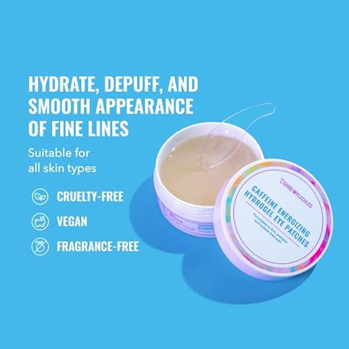 Good Molecules Caffeine Energizing Hydrogel Eye Patches 30 Pairs! Formulated with Caffeine, Niacinamide and Hyaluronic Acid! Eye Mask To Firm, Energize and Hydrate Tired Eyes! Vegan and Cruelty Free! - Image 2