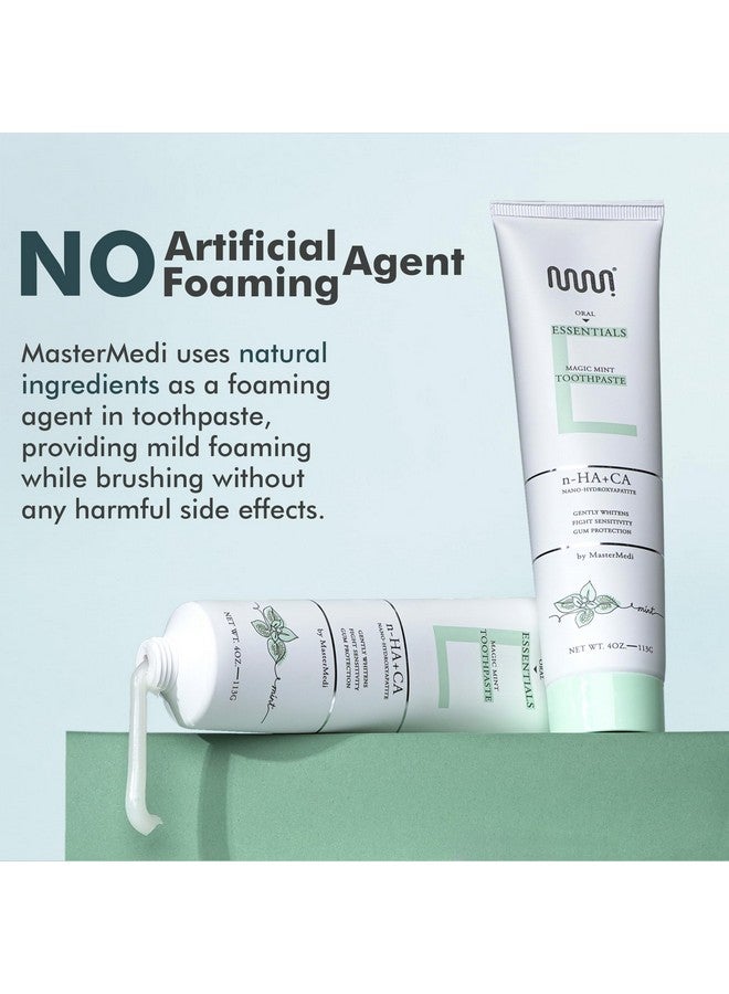 MasterMedi Nano Hydroxyapatite Toothpaste For Teeth Whitening Remineralizing Enamel Sensitive Relief Antiplaque & Fluoride Free Natural Mint Flavor 4Oz (1 Pack) - Image 3