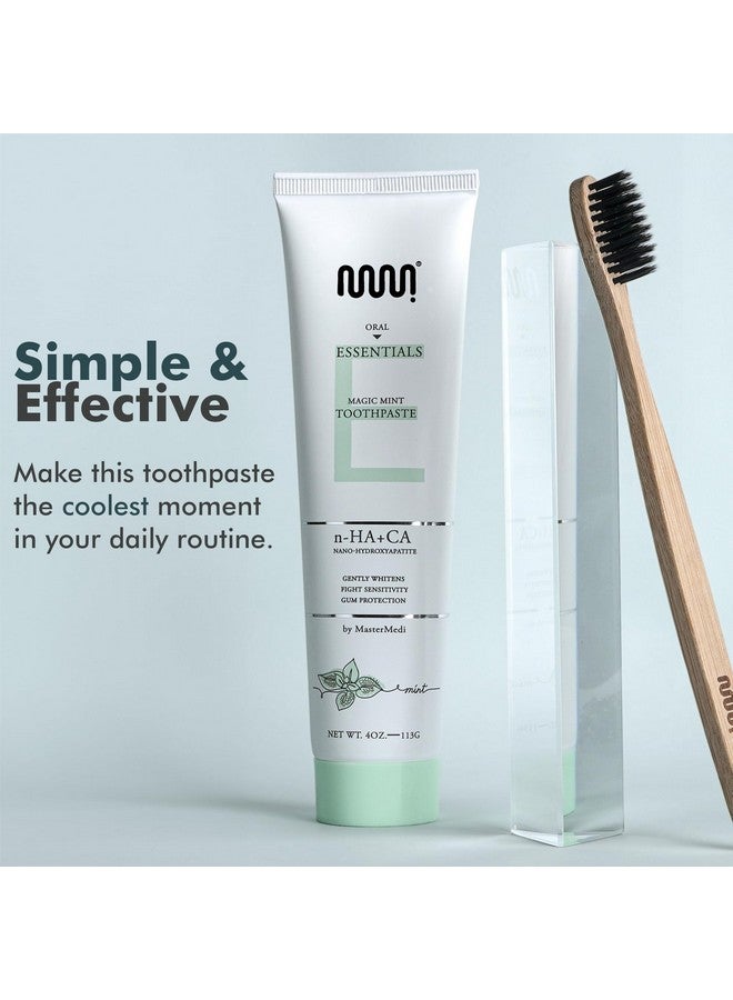 MasterMedi Nano Hydroxyapatite Toothpaste For Teeth Whitening Remineralizing Enamel Sensitive Relief Antiplaque & Fluoride Free Natural Mint Flavor 4Oz (1 Pack) - Image 2