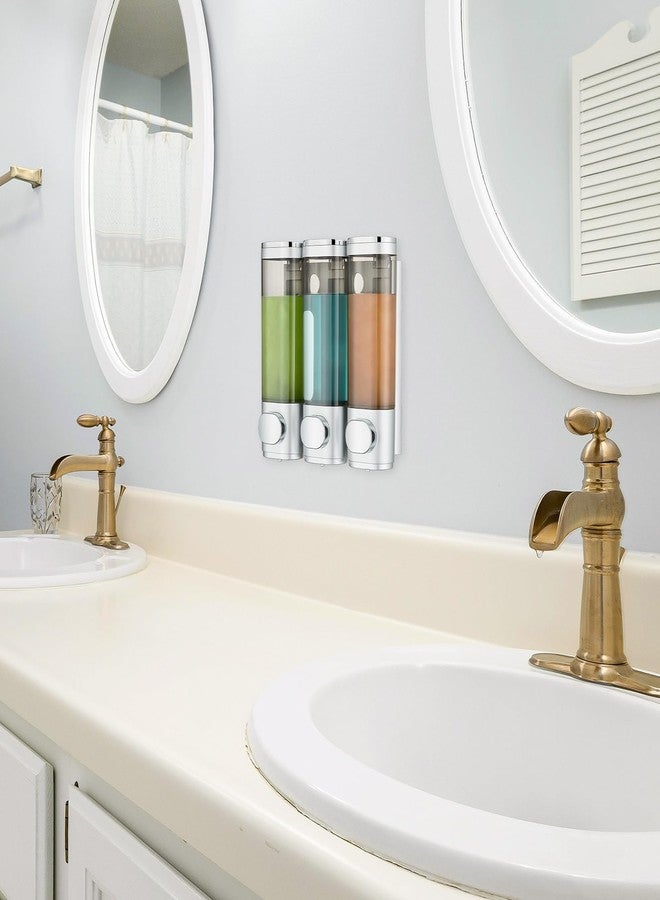 Pollock Shower Dispenser 3 Chamber No Drill Shampoo and Conditioner Dispenser for Bathroom, Large Capacity, Silver - Image 5