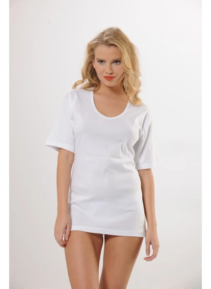 أتش أم دي 2009 Triple 100% Cotton Short Sleeve Rib Women Singlet - White