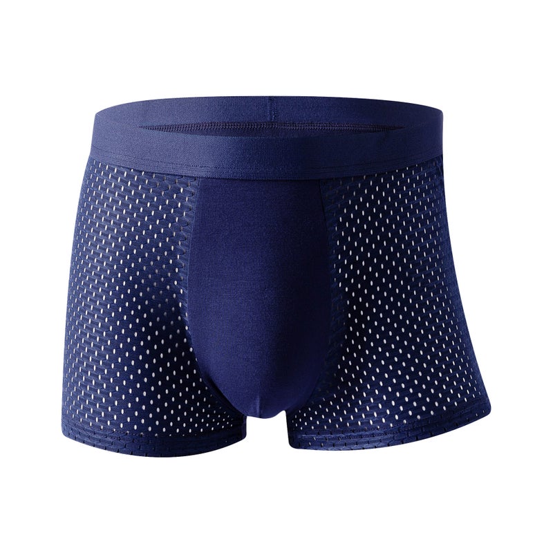 Cool sense mesh underwear mens ice silk mesh mens four-corner pants shorts factory cross-border supply wholesale generation Dark Blue (half MeSH) Dark Blue (half MeSH) 