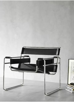 Modern Accent Chair Leather Armchair Upholstered Armchair Lounge Chair Sofa Chair Dining Chair Makeup Chair for Bedroom Living Dining Retail Black H83xW72xL79 cm