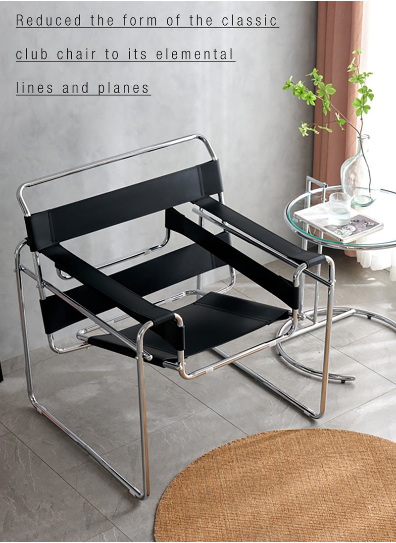 Merry Moments - Modern Accent Chair Leather Armchair Upholstered Armchair Lounge Chair Sofa Chair Dining Chair Makeup Chair for Bedroom Living Dining Retail Black H83xW72xL79 cm - Image 1