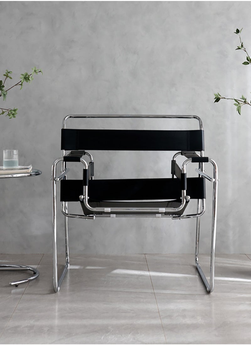 Merry Moments - Modern Accent Chair Leather Armchair Upholstered Armchair Lounge Chair Sofa Chair Dining Chair Makeup Chair for Bedroom Living Dining Retail Black H83xW72xL79 cm - Image 1