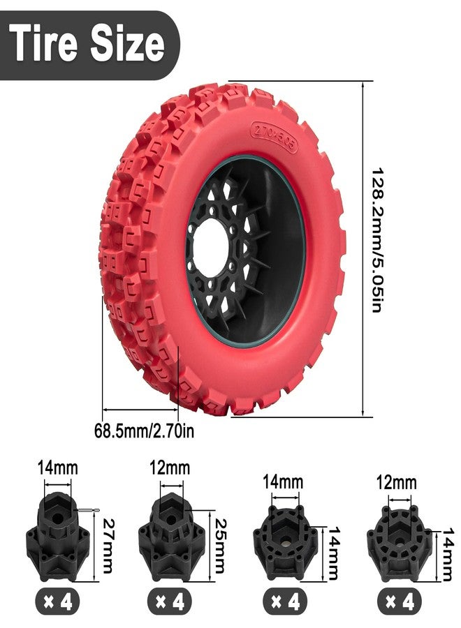 LRFHL MX28 F/R 2.8" RC Tire and Wheels with 12mm/14mm Hex Adapter, 1/10 RC Monster Truck Tires Compatible with Traxxas Stampede Rustler Redcat Arrma Vorteks Big Rock Granite (4PCS, Red) - Image 4