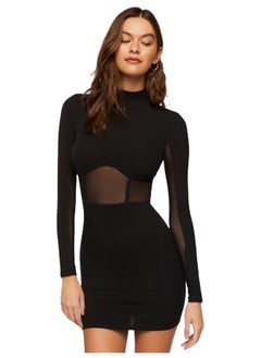 Mesh Panel Long-Sleeve Mini Dress - pzsku/ZB287134DCD455D95D62CZ/45/_/1715801660/d56533fe-7341-4340-97d9-89b829f9ad99