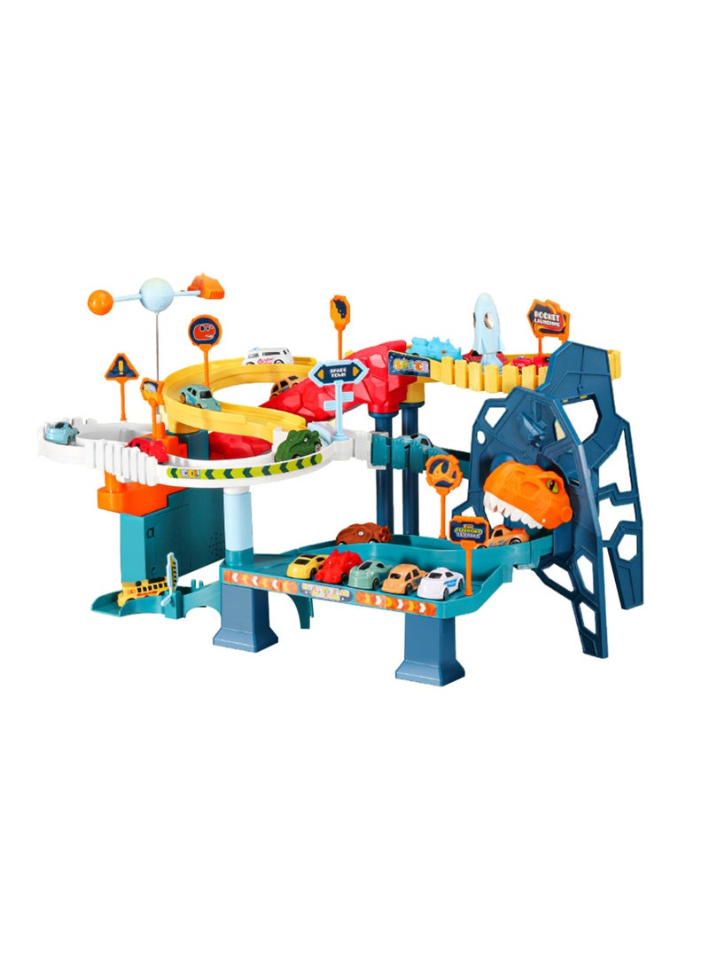 Velaurs Children's Car Adventure, Parking Lot Building Electric Roller Coaster, Dinosaur Winding Road Track Car Toy  - Image 1